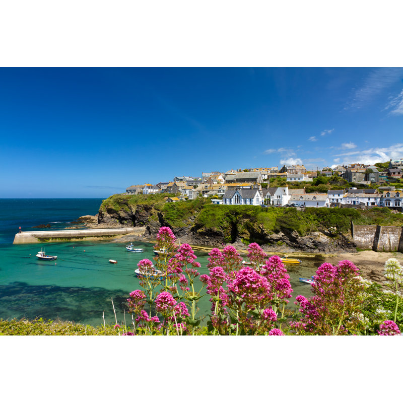 Cove And Harbour Of Port Isaac by Fisfra - Wrapped Canvas Print, 30cm H x 46cm W