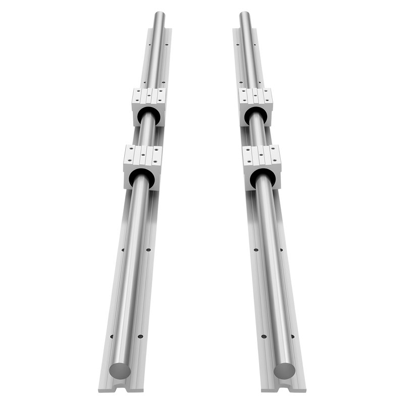 Ensemble de rail linéaire, SBR25, rails de guidage à mouvement linéaire de 2 pièces de 1200 mm (47,24 pouces) et blocs de roulement à 4 pièces, arbre entièrement supporté, pour machines de coupe, de meulage, de fraisage, de perçage et plus encore