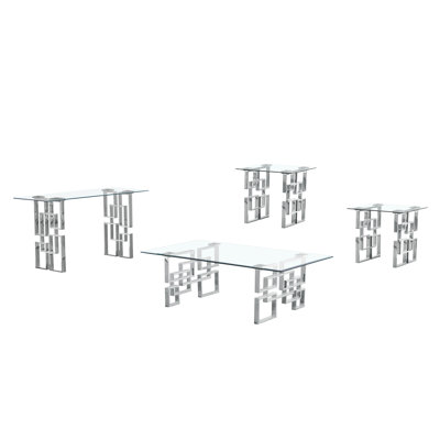 Brecon 4 - Piece Glass Top Living Room Table Set