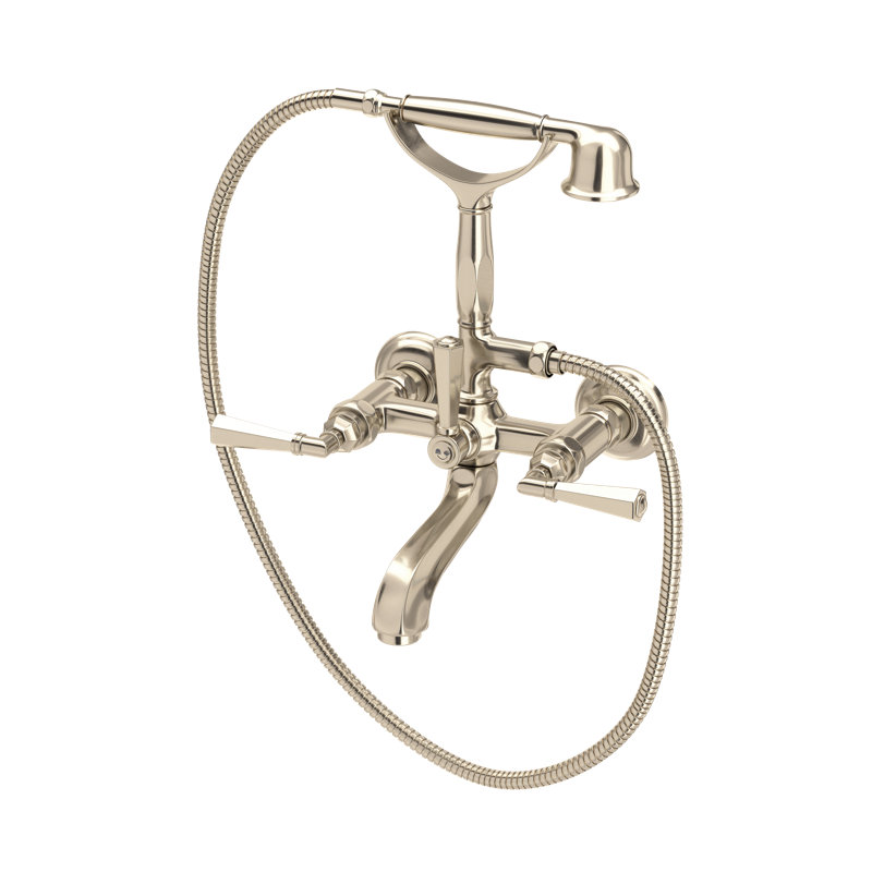 Palladian® Clawfoot Tub Faucet, Satin Nickel, Industrial Metal Lever Handle