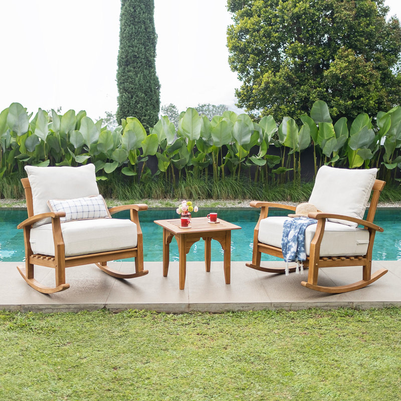 Summerton Teak 2 - Person Patio Conversation Sets With Cushions