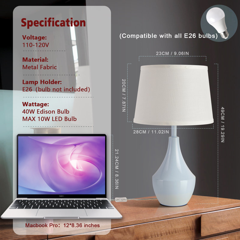 Lampe de table, Bleu, Blanc