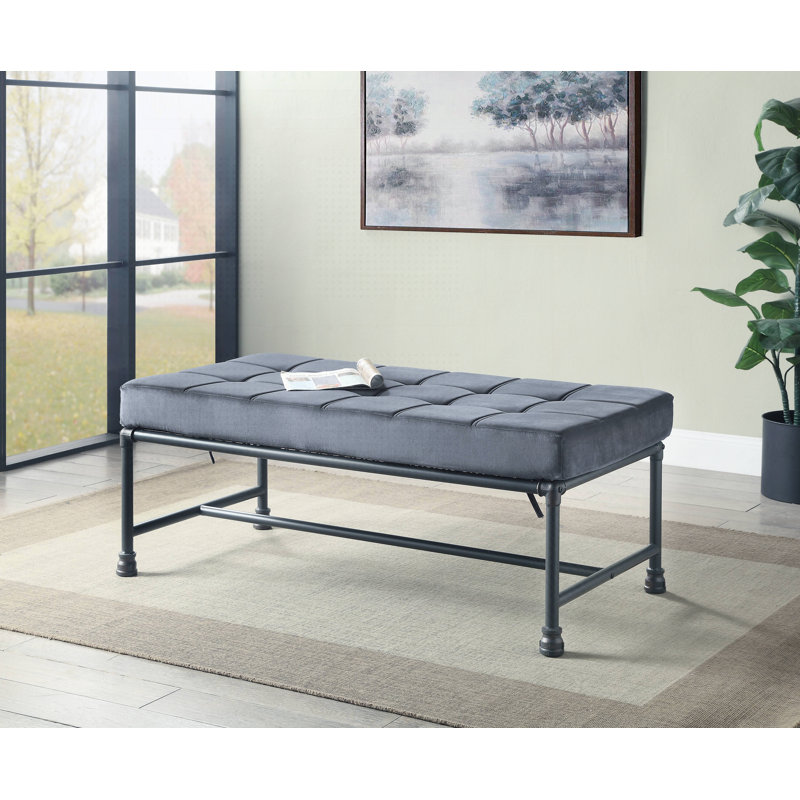 Banc en velours gris et gris sablé avec mousse à mémoire de forme et structure en métal durable pour une assise élégante