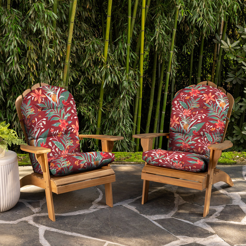 Luau Red Tropical Floral Water-Resistant Adirondack Chair Cushion