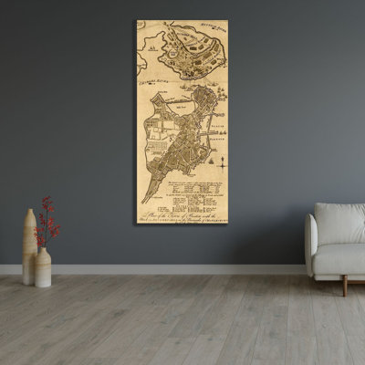 ArtDirect Vintage Maps Gallery Wrapped Canvas Art Titled: Attack on Bunker Hill Boston