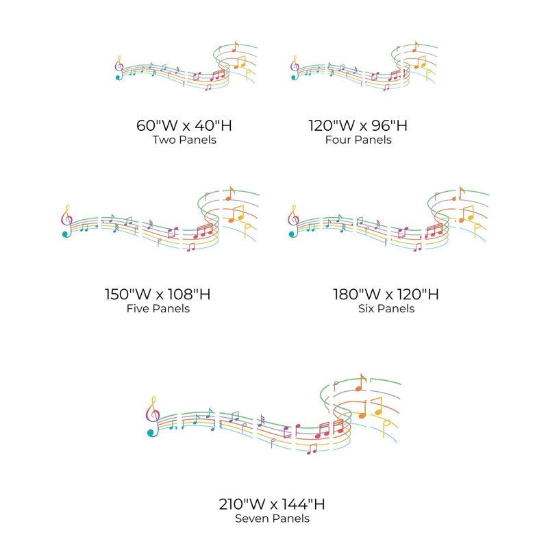 Papier peint de qualité supérieure - Notes de musique colorées, L 144 po x l 210 po
