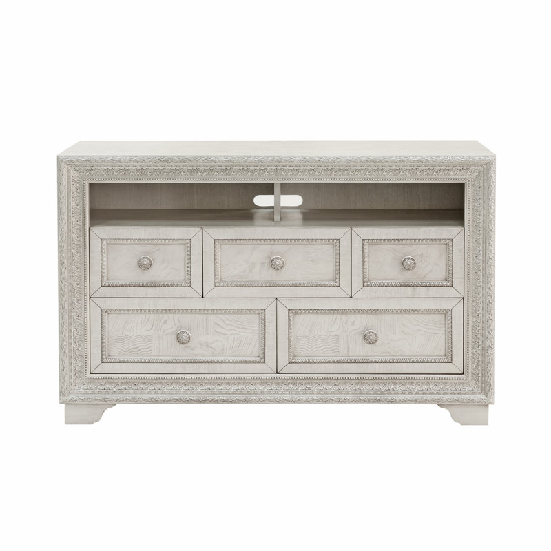 Camila White 5-Drawer Media Chest with Cabinet