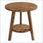 Table de bout ronde en bois massif avec tablette inférieure