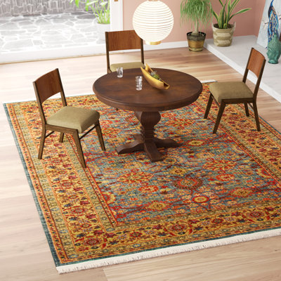 Tapis bleu clair tissé au métier mécanique Moore