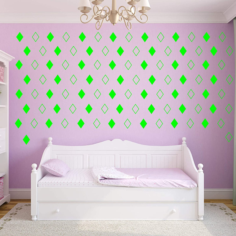Adhésif décoratif losanges, Vert lime, H 4 po x l 2,5 po x P 0,6 po