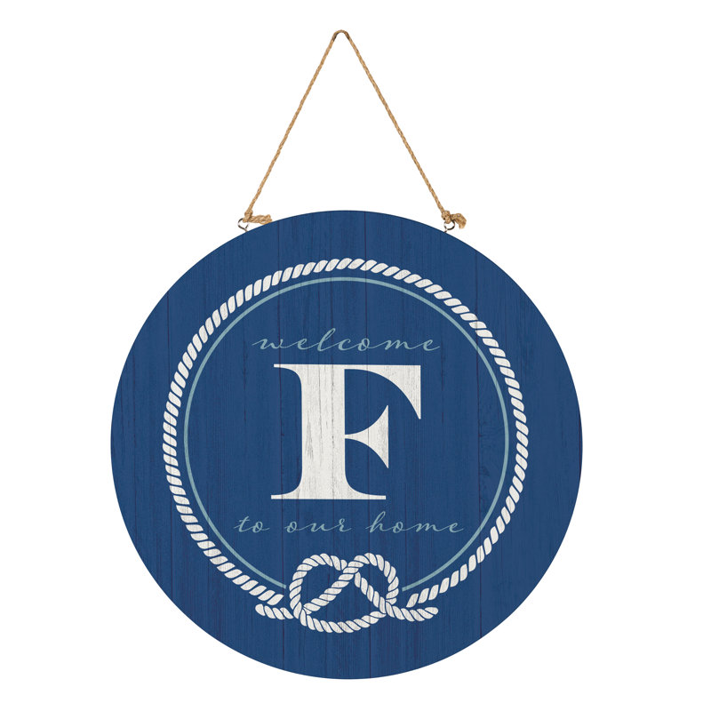 Monogramme de porte côtière 18 "F F, Bleu / blanc
