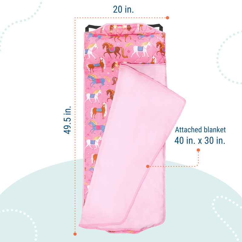 Tapis de sieste pour enfant Wildkin - Microfibre douce avec coussin et sangles élastiques pour l'école et les voyages - Chevaux