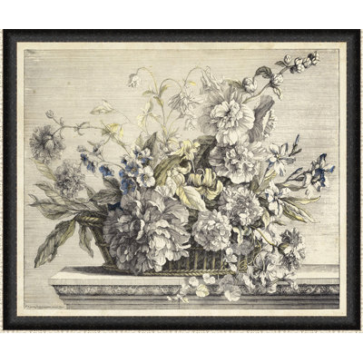 « rétro basket of fleurs ii », reproduction d’art encadrée
