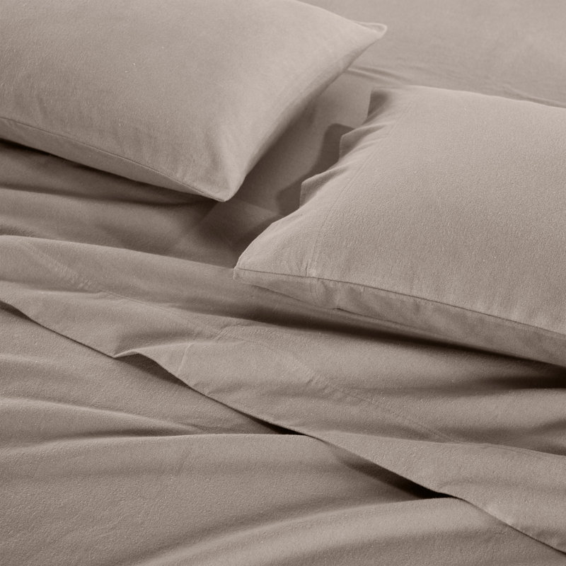 Ensemble de draps 100% flanelle Rome, Ensemble de draps très grand californien avec 2 t, Gris