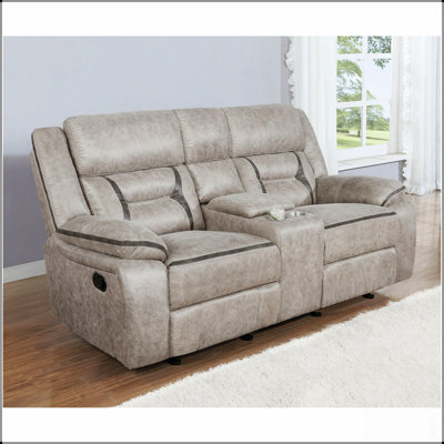 Causeuse-fauteuil rembourrée taupe avec console, siège confortable et élégant Brazelton pour les salons modernes