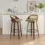 Swivel Upholstered Faux Leather Bar Stool with Solid Wood Frame-1574450892-1574450893