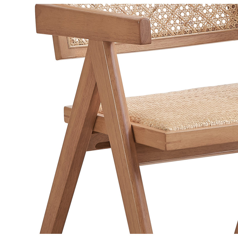 Chaise avec accoudoirs en rotin et finition naturelle Velentina (ensemble de 2)