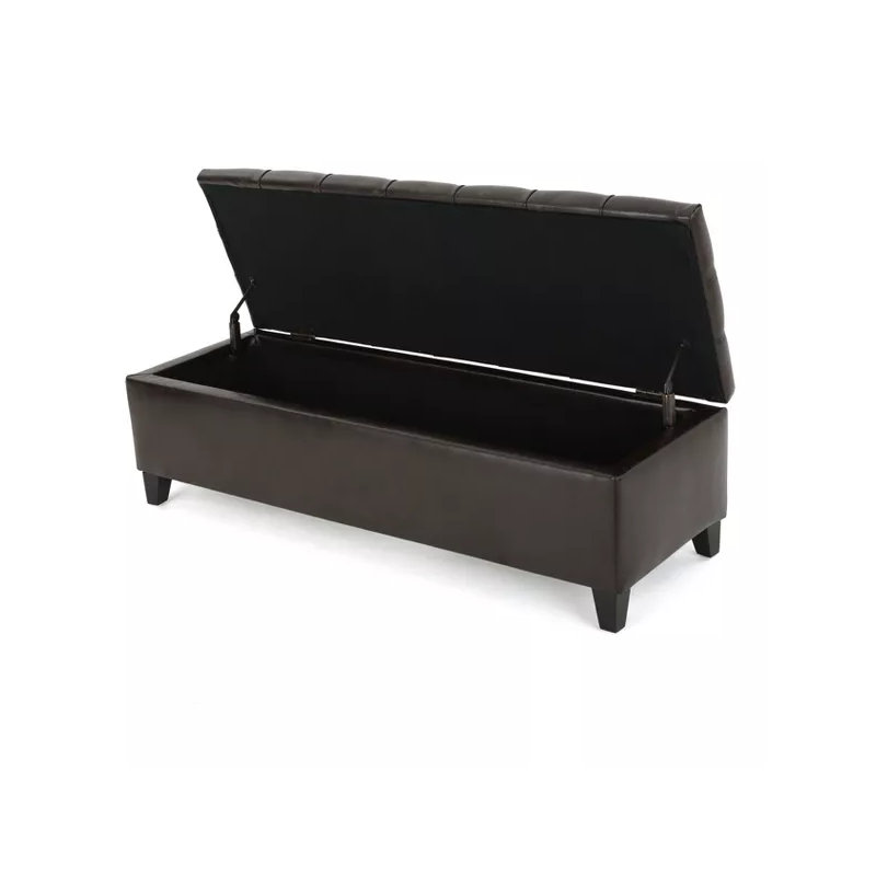 Ottoman Bench with Storage, Rubber Wood Legs