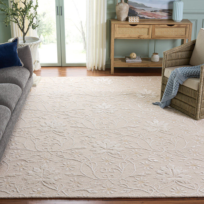 Glamour 610 touffeté à la main 45% laine; 45% viscose; Tapis floral 10% coton, Rectangulaire 8 pi x 10 pi