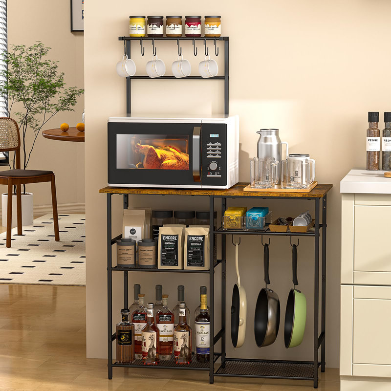 Baker's Rack for Kitchen with Storage, Rustic Brown/Black