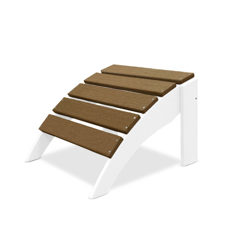 Repose-pieds Willene, Blanc / acajou antique