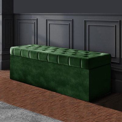 SD Plush Velvet Chesterfield Upholstered Ottoman Storage Box