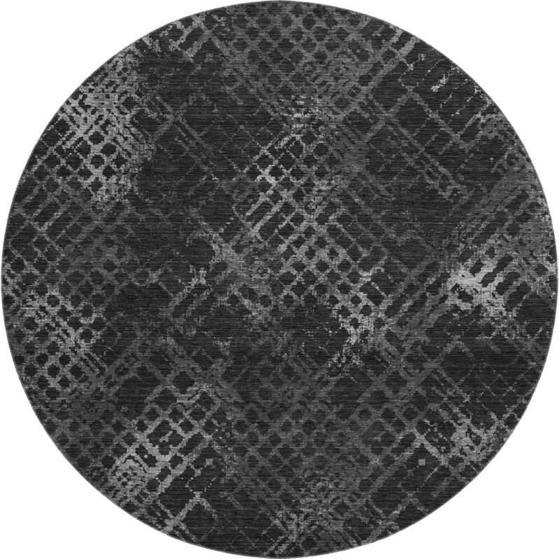 Premium Machine Washable Prisco Charcoal Rug, Round 8'