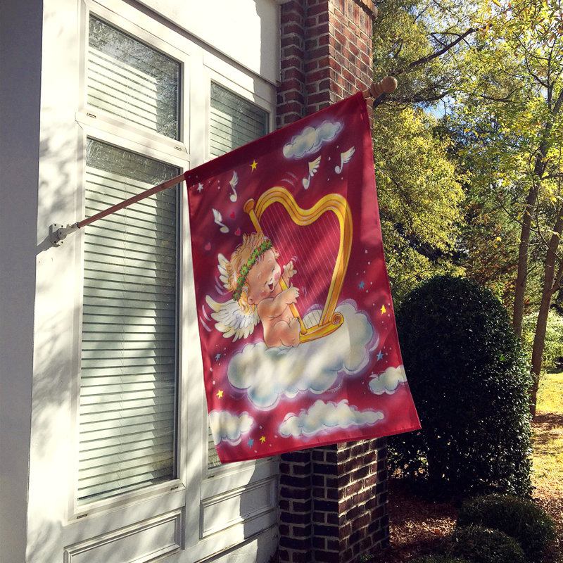 Drapeau de jardin Bente Angels with Harp, H 28 po x l 40 po