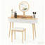 Ensemble de coiffeuse avec miroir à DEL, 3 pansements réglables avec interrupteur tactile, 4 tiroirs, tabouret rembourré-124502585