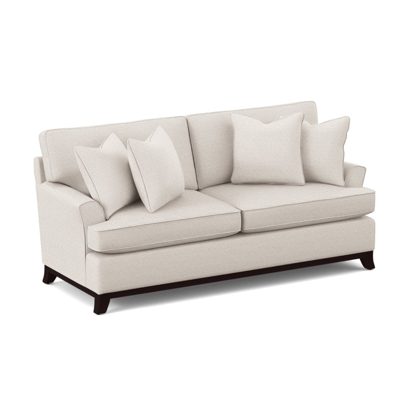 Oaks Way 84" Flared Arm Sofa with Reversible Cushions, Innerspring Mattress, White Textured Performance; 0865-91, Java Finish