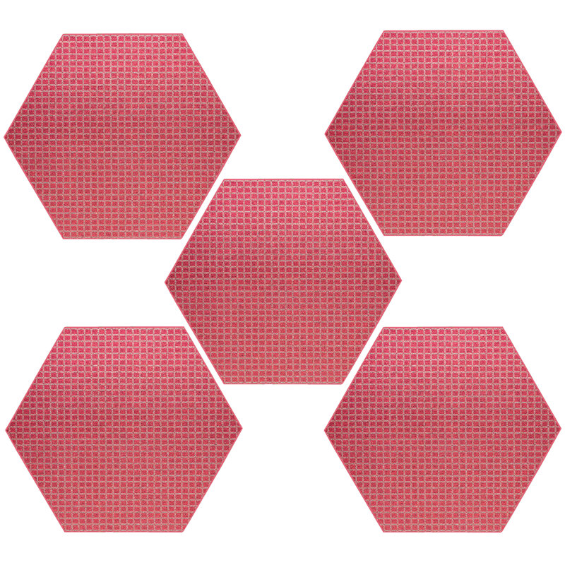 Ensemble de tapis intérieur / extérieur en polyester touffeté à la machine Greyley, Hexagone 2 pi