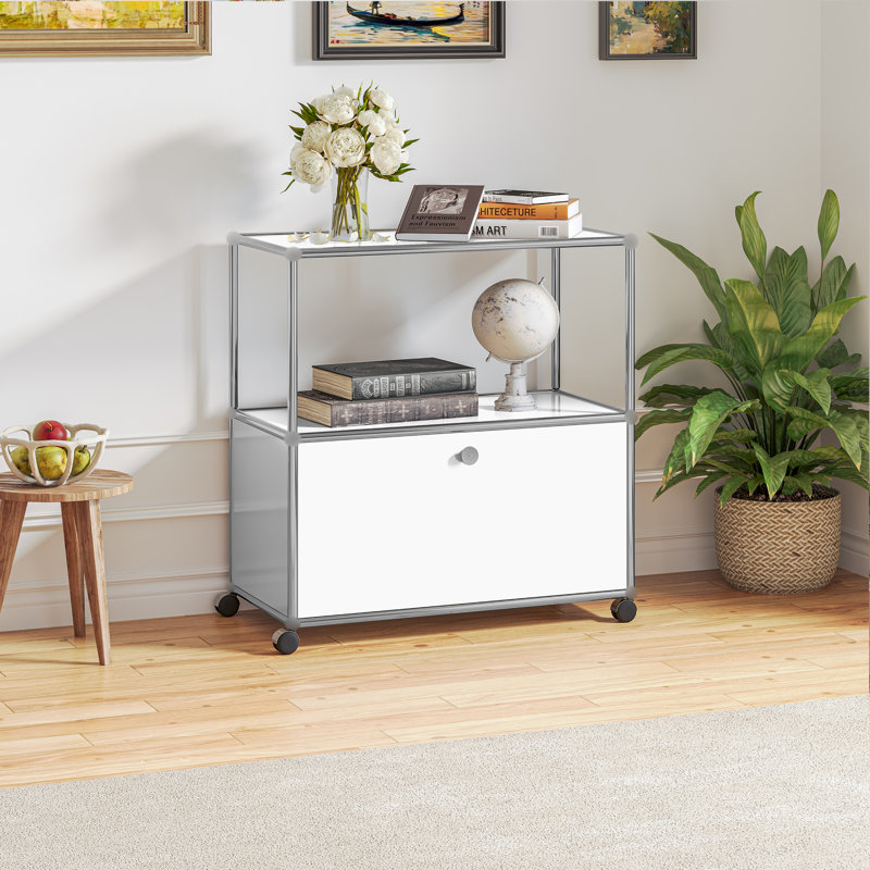 Classeur avec rangement et armoire à roulettes, Blanc