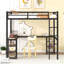 Lit mezzanine double en métal avec bureau et tablettes, lit mezzanine avec échelle et garde-corps, cadre de lit mezzanine pour chambre à coucher-1309034473