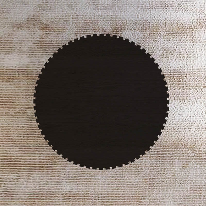 Handcrafted Relief Round Coffee Table, Black