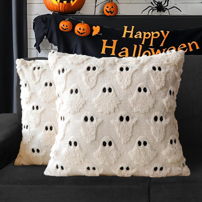 20x20 Inch Halloween Pillow Covers Set of 2,Beige Ghost Farmhouse Home Decor