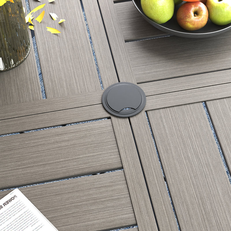 Ensemble repas d'extérieur 5 pièces avec chaises pivotantes 5 pièces, Grey Woodlike, Grey