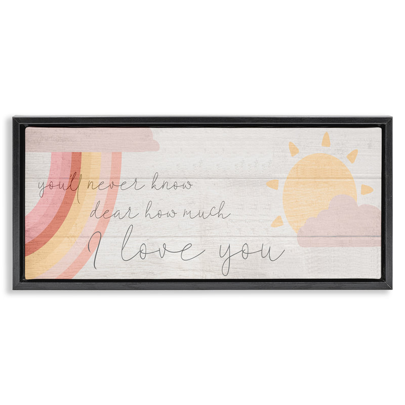 «Love You» par Daphne Polselli, H 11 po x l 25 po, Cadre flottant noir de jais