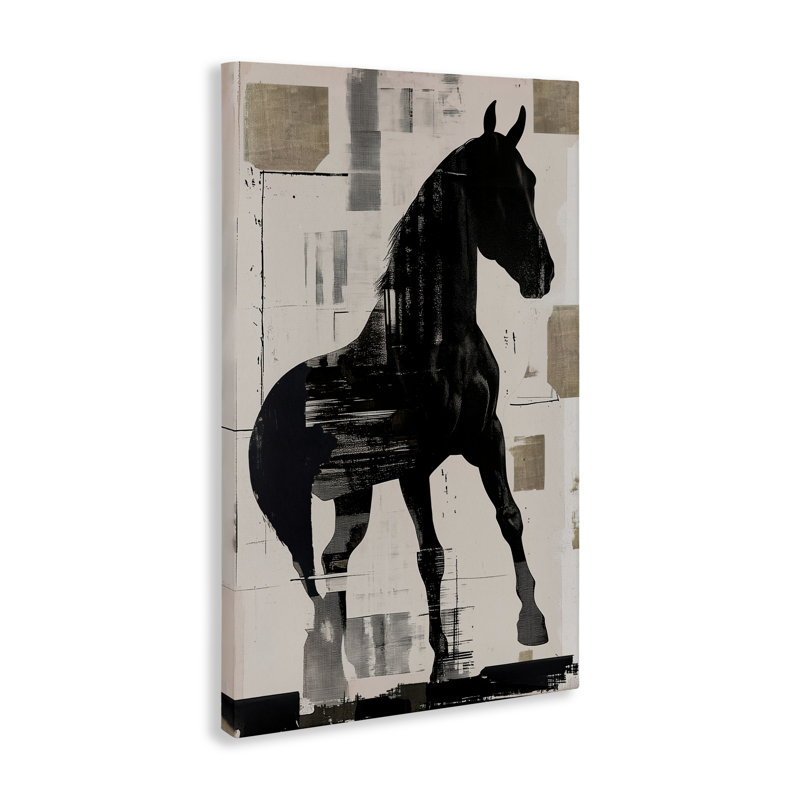 Toile à silhouette de cheval équinité, design par Annabelle Hall, H 36 po x l 24 po