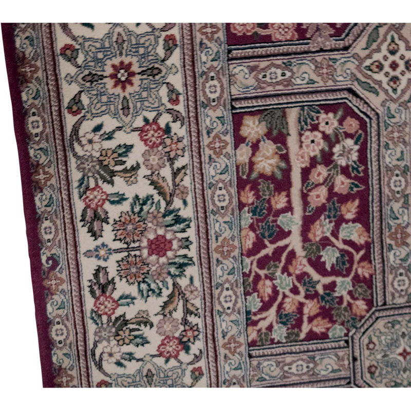 Tapis en laine noué à la main de conception unique 6 pi x 9 pi ivoire / vert / rouge