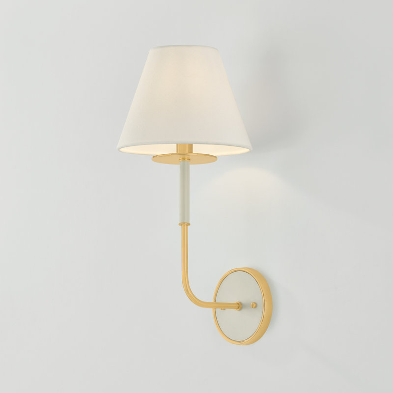 Wedgewood Wall Sconce in Aged Brass and Off-White by Mark D. Sikes, Gold