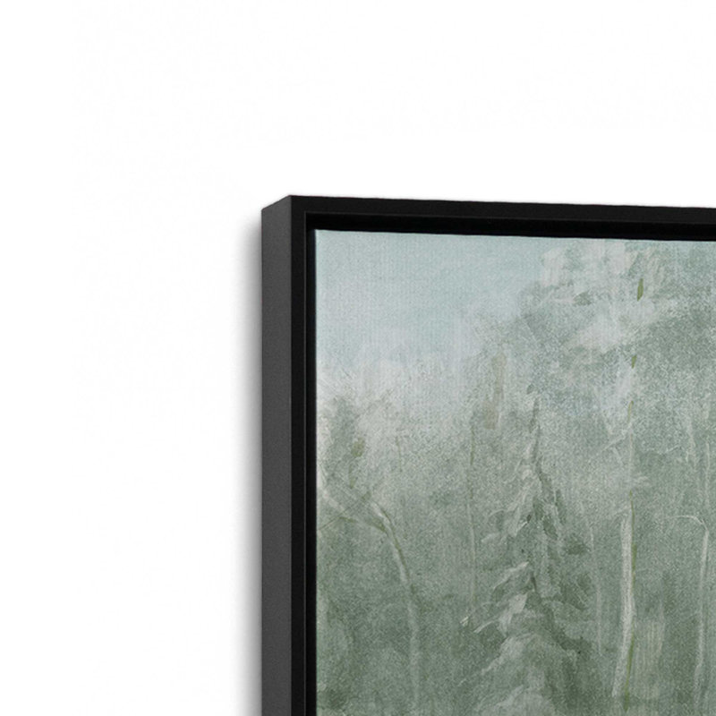 Imprimé paisible forêt givrée, H 12,75 po x l 18,75 po x P 1,75 po, Cadre noir