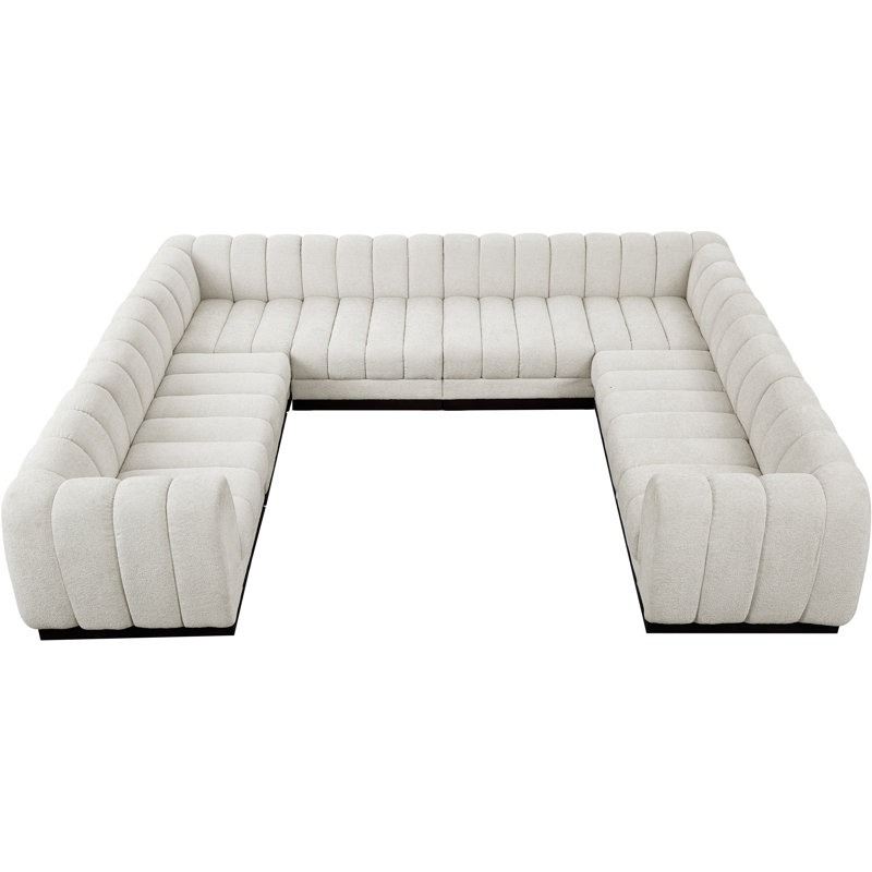 Canapé modulaire rembourré 8 pièces Quinn, Tissu chenille crème