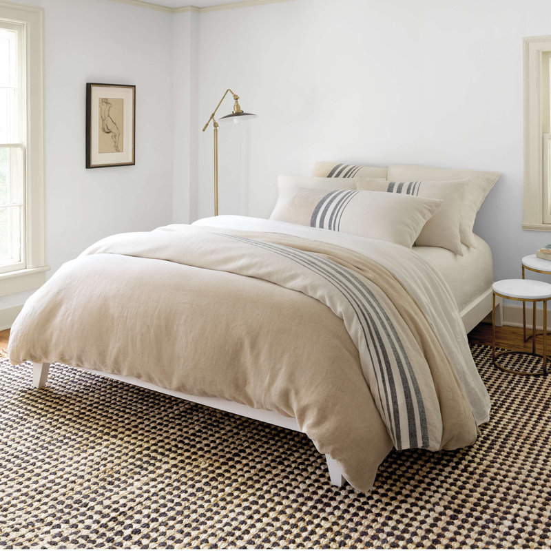 Linen Chenille Stripe Duvet Cover, Full/Queen Duvet Cover
