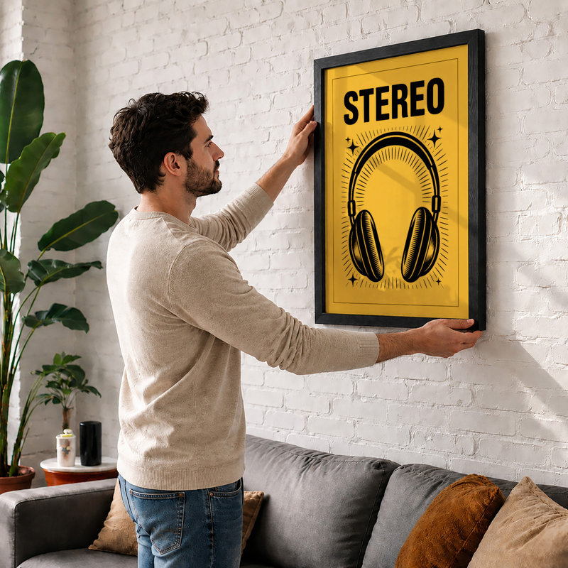 Stereo Sound Bold Retro - Framed Print, Walnut, A4 - 29.7 x 21.0 cm