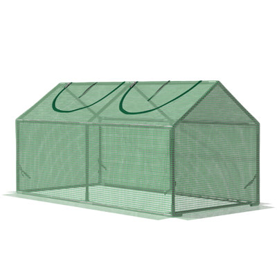 4' X 2' House With Pe Cover And Roll - Up Windows, Indoor Outdoor Gardening Solution, Protects From Harsh Conditions, Keeps Warmth, , Strong Steel Frame, Wind Proof, Assembly Required Small Zippered