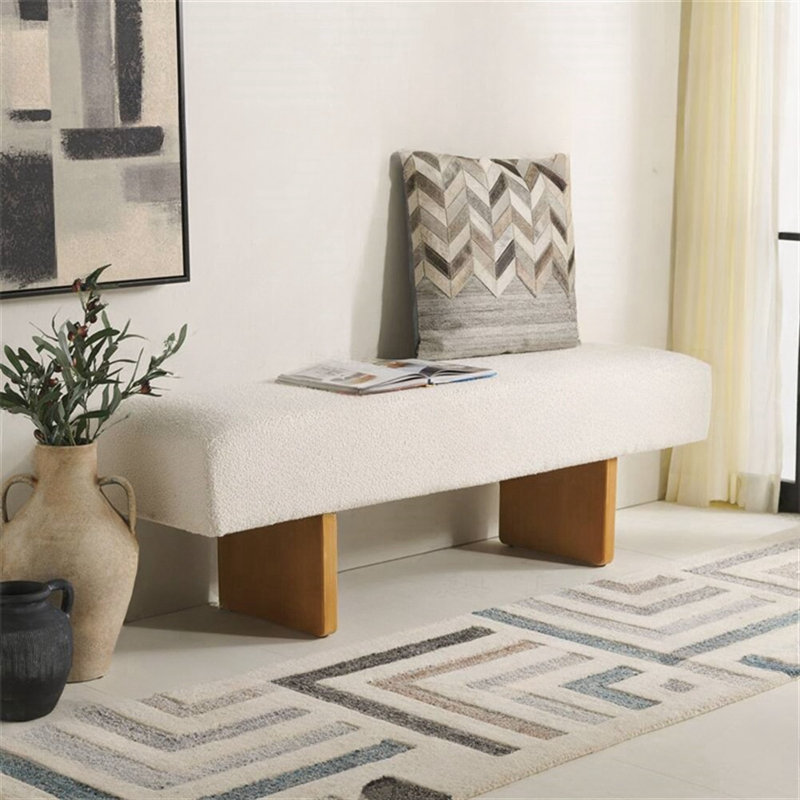 Simple Solid Wood Design Off-white Bench