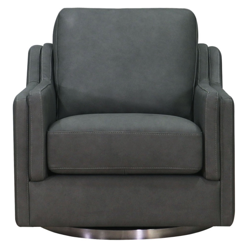 Fauteuil pivotant en cuir fleur Dianet, Cuir véritable gris anthracite Bella