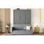 Lit mural gris Queen Size avec coussin, confortable et tout-en-un, garde l'espace de vie rangé, rangement unique en contreplaqué pour le matelas, convient parfaitement aux petits appartements, mécanisme de pliage en métal à double piston