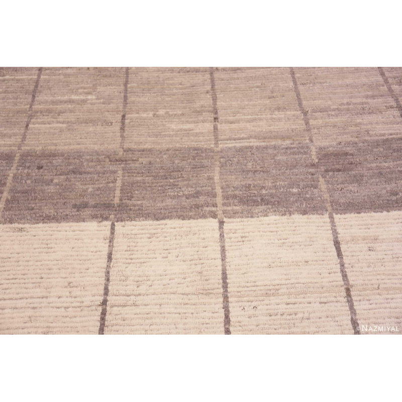 Tapis géométrique neutre en laine fabriqué à la main à motif géométrique neutre de conception unique