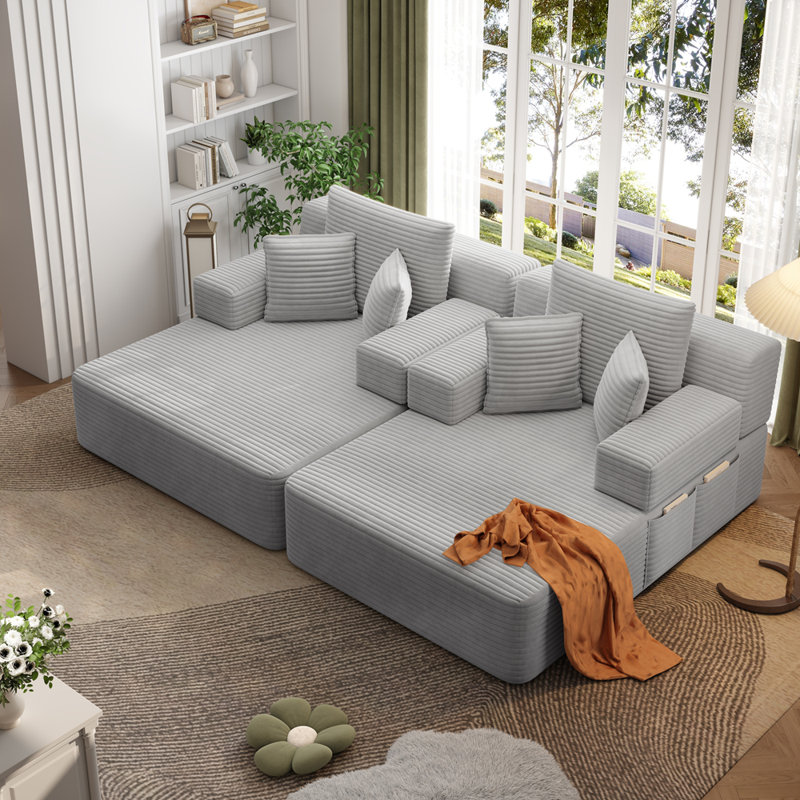 Ensemble de chaise longue surdimensionnée 2 pièces, Gris clair